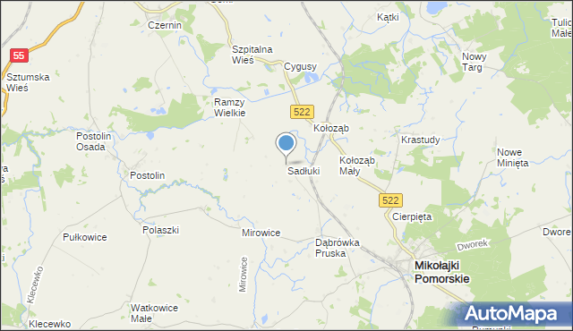 mapa Sadłuki, Sadłuki na mapie Targeo